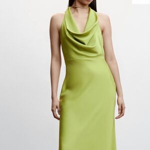NWT Green Mango draped satin dress